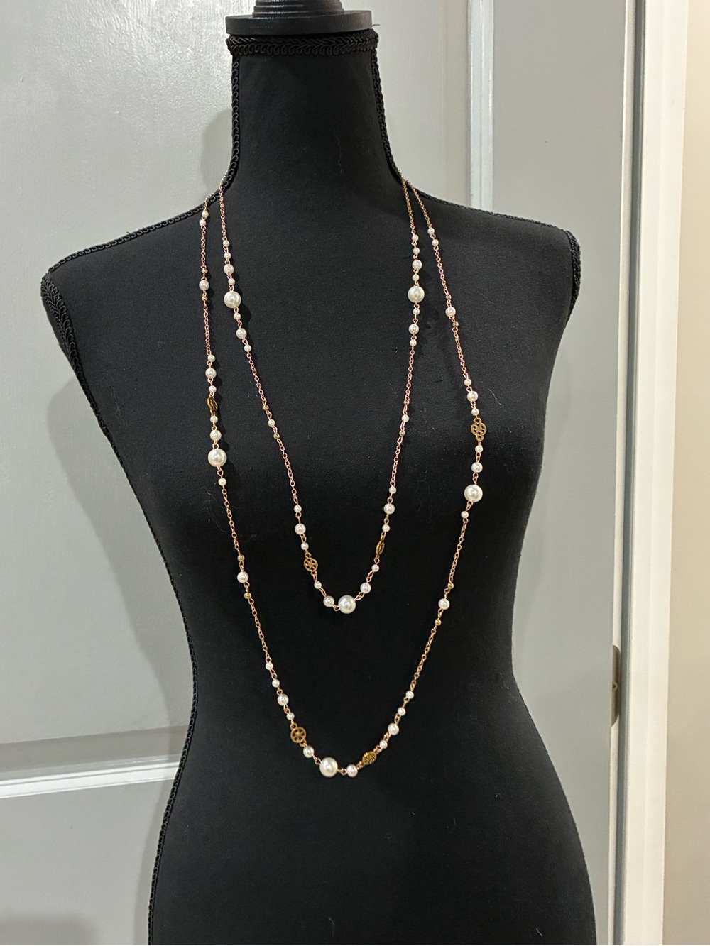 Pearl-Accent Long Layered Necklace - Gold Tone